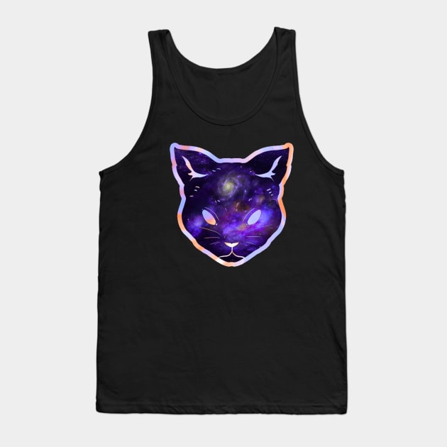 Cosmos iridescent milky way space cat Tank Top by LukjanovArt